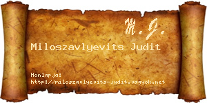 Miloszavlyevits Judit névjegykártya